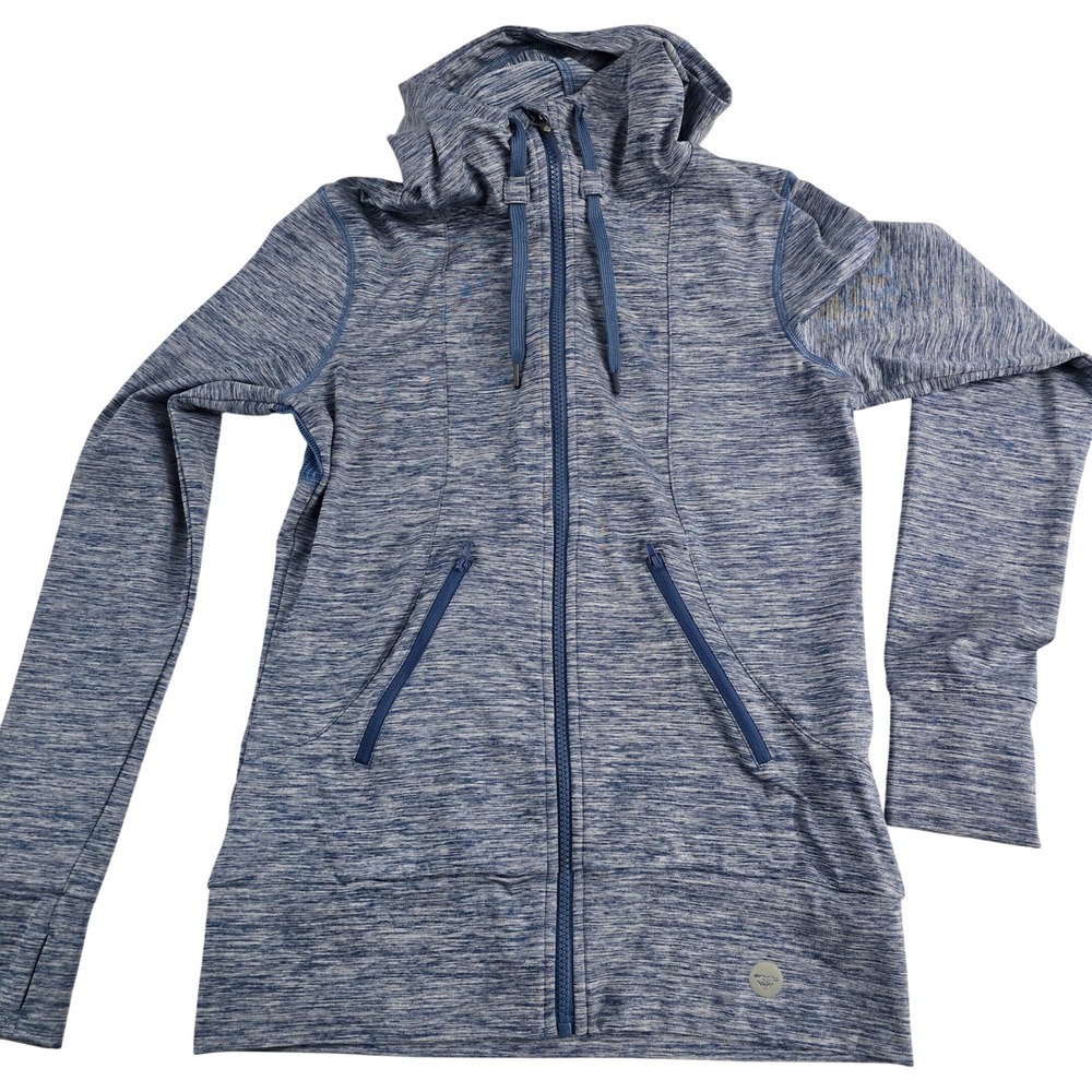 Roxy Active Full Zip Hoodie‎ Jacket Womens Small Blue Thumb Hole Athleisure
